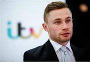 27 January 2015: Boxer Carl Frampton during a press conference. Frampton VS Avalos, The World Is Not Enough London Press Conference, Heron Tower, Bishopsgate, London, England. Picture credit: Paul Harding / SPORTSFILE