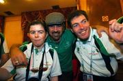 1 October 2007; Hollywood actor Colin Farrell with Sile Nic Niocaill, from Galway City, and Diramuid Coughlan, from Whitechurch, Cork, at a reception for Special Olympic Athletes and Volunteers. 2007 Special Olympics World Summer Games, Pearl Hotel, Shanghai, China. Picture credit: Ray McManus / SPORTSFILE