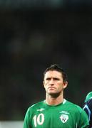 13 October 2007; Republic of Ireland captain Robbie Keane stands for the National Anthem. 2008 European Championship Qualifier, Republic of Ireland v Germany, Croke Park, Dublin. Picture credit; Brian Lawless / SPORTSFILE