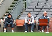 16 October 2007; Republic of Ireland's Andy Reid, left, with FAI equipment officer Malcolm Slattery, centre, and Sir Bobby Robson, FAI International Football Consultant, watch on during squad training. Republic of Ireland Squad Training, Croke Park, Dublin. Picture credit; David Maher / SPORTSFILE