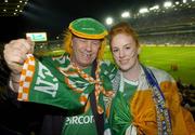 17 October 2007; Republic of Ireland fans Andrew and Siobhain Sheppard, from New Ross, Co. Wexford, at the game. 2008 European Championship Qualifier, Republic of Ireland v Cyprus, Croke Park, Dublin. Picture credit; Matt Browne / SPORTSFILE