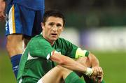 17 October 2007; A dejected Robbie Keane, Republic of Ireland, at the end of the game. 2008 European Championship Qualifier, Republic of Ireland v Cyprus, Croke Park, Dublin. Picture credit; David Maher / SPORTSFILE