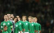 17 October 2007; The Republic of Ireland team led by captain Robbie Keane stand for the National Anthem. 2008 European Championship Qualifier, Republic of Ireland v Cyprus, Croke Park, Dublin. Picture credit; Brian Lawless / SPORTSFILE