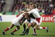 20 October 2007; Francois Steyn, South Africa, is tackled by Jonny Wilkinson. left, and Lewis Moody, England, Rugby World Cup Final, South Africa v England,Stade de France, Paris. Picture credit; Paul Thomas / SPORTSFILE
