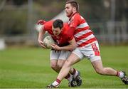 27 January 2015; Shaun Keane, UCC, in action against Padraig Crowley, Cork IT. Independent.ie Sigerson Cup, Round 1, UCC v Cork IT, Mardyke, Cork. Picture credit: Barry Cregg / SPORTSFILE