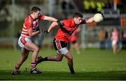 27 January 2015; Paul Geaney, UCC, in action against T.J. Brosnan, Cork IT. Independent.ie Sigerson Cup, Round 1, UCC v Cork IT, Mardyke, Cork. Picture credit: Barry Cregg / SPORTSFILE