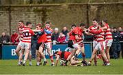 27 January 2015; Players from both sides involved in an altercation during the game. Independent.ie Sigerson Cup, Round 1, UCC v Cork IT, Mardyke, Cork. Picture credit: Barry Cregg / SPORTSFILE