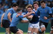 27 January 2015; Conn Harte Bourke, St Mary's College, is tackled by, from left, Oisin O'Meara, Gavin Croke and Max Deegan, St Michael's College. Bank of Ireland Leinster Schools Senior Cup, 1st Round, St Michael's College v St Mary's College, Donnybrook Stadium, Donnybrook, Dublin. Picture credit: Pat Murphy / SPORTSFILE