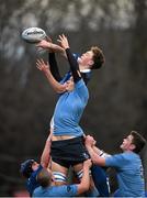 27 January 2015; Max Deegan, St Michael's College, competes in a lineout against Faolan Crowe, St Mary's College. Bank of Ireland Leinster Schools Senior Cup, 1st Round, St Michael's College v St Mary's College, Donnybrook Stadium, Donnybrook, Dublin. Picture credit: Pat Murphy / SPORTSFILE