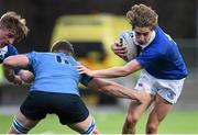 27 January 2015; David Matthews, St Mary's College, is tackled by Barry Fitzpatrick, St Michael's College. Bank of Ireland Leinster Schools Senior Cup, 1st Round, St Michael's College v St Mary's College, Donnybrook Stadium, Donnybrook, Dublin. Picture credit: Pat Murphy / SPORTSFILE