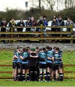27 January 2015; The Castletroy College team gather together in a huddle before the start of the game. SEAT Munster Schools Senior Cup, Round 1, Castletroy College v Glenstal Abbey. Rosbrien, Limerick. Picture credit: Diarmuid Greene / SPORTSFILE