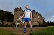 28 January 2015; The opening weekend of the Allianz Football League will see Monaghan face neighbours Tyrone in Healy Park, Omagh, on Saturday 31st January. Pictured at the launch of the 2015 Allianz Football Leagues at Belfast Castle is Monaghan footballer Colin Walshe with the Allianz Football League Division 1 trophy. Belfast, Co. Antrim. Picture credit: Brendan Moran / SPORTSFILE
