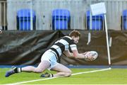 28 January 2015; James McKeown, Belvedere College, goes over to score his side's second try. Bank of Ireland Leinster Schools Senior Cup, 1st Round, Gonzaga College v Belvedere College. Donnybrook Stadium, Donnybrook, Dublin. Picture credit: Matt Browne / SPORTSFILE