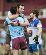 28 January 2015; Andy Glennon, right , GMIT, celebrates with team-mate Michael Farragher at the end of the game. Independent.ie Sigerson Cup, Round 1, GMIT v DIT. Tuam Stadium, Tuam , Co. Galway. Picture credit: David Maher / SPORTSFILE