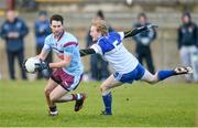 28 January 2015; Michael Farragher, GMIT, in action against Darren O'Reilly, DIT. Independent.ie Sigerson Cup, Round 1, GMIT v DIT. Tuam Stadium, Tuam, Co. Galway. Picture credit: David Maher / SPORTSFILE