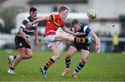 28 January 2015; Richard Cassidy, CBC, in action against Jack Lyons, Crescent College. SEAT Munster Schools Senior Cup, Round 1, Crescent College v CBC. Tom Clifford Park, Limerick. Picture credit: Diarmuid Greene / SPORTSFILE