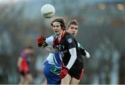 28 January 2015; Tiernan Daly, Trinity College, in action against Dan Queney, Athlone IT. Independent.ie Sigerson Cup, Preliminary Round, Trinity College v Athlone IT. Clanna Gael GAC, Ringsend, Dublin. Picture credit: Barry Cregg / SPORTSFILE