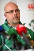 29 January 2015; Irish Wolfhounds coach Dan McFarland during the team announcement to face the England Saxons. Carton House, Maynooth, Co. Kildare. Picture credit: Pat Murphy / SPORTSFILE