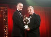 19 October 2007; Michael Walsh of Waterford is presented with his Vodafone GAA All-Star award by Nickey Brennan, President of the GAA, during the 2007 Vodafone GAA All-Star Awards. Citywest Hotel, Conference, Leisure & Golf Resort, Saggart, Co. Dublin. Picture credit: Brendan Moran / SPORTSFILE