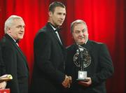 19 October 2007; Dan Shanahan of Waterford is presented with his Vodafone GAA Hurler of the Year award by Nickey Brennan, President of the GAA, in the company of an Taoiseach Bertie Ahern T.D., during the 2007 Vodafone GAA All-Star Awards. Citywest Hotel, Conference, Leisure & Golf Resort, Saggart, Co. Dublin. Picture credit: Ray McManus / SPORTSFILE