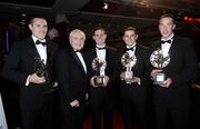 19 October 2007; An Taoiseach Bertie Ahern T.D. with Dublin Football All-Stars, from left, Ciaran Whelan, Steven Cluxton, Alan Brogan and Barry Cahill, during the 2007 Vodafone GAA All-Star Awards. Citywest Hotel, Conference, Leisure & Golf Resort, Saggart, Co. Dublin. Picture credit: Ray McManus / SPORTSFILE