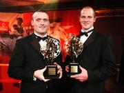 19 October 2007; Derry Vodafone GAA All-Stars Paddy Bradley, left, and Kevin McCloy with their awards during the 2007 Vodafone GAA All-Star Awards. Citywest Hotel, Conference, Leisure & Golf Resort, Saggart, Co. Dublin. Picture credit: Brendan Moran / SPORTSFILE