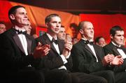 19 October 2007; Vodafone GAA All-Star award winners, from left, Stephen Cluxton, Dublin, Marc O Se, Kerry, Kevin McCloy, Derry, and Graham Canty, Cork, during the 2007 Vodafone GAA All-Star Awards. Citywest Hotel, Conference, Leisure & Golf Resort, Saggart, Co. Dublin. Picture credit: Brendan Moran / SPORTSFILE