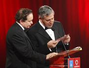 19 October 2007; Liam Mulvihill, Director General of the GAA, in the company of Marty Morrissey, reads out the Young Footballer of the Year award. 2007 Vodafone GAA All-Star Awards, Citywest Hotel, Conference, Leisure & Golf Resort, Saggart, Co. Dublin. Picture credit: Ray McManus / SPORTSFILE