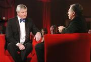 19 October 2007; Liam Mulvihill, right, Director General of the GAA, is interviewed by Michael Lyster during the 2007 Vodafone GAA All-Star Awards. Citywest Hotel, Conference, Leisure & Golf Resort, Saggart, Co. Dublin. Picture credit: Brendan Moran / SPORTSFILE
