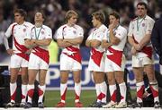 20 October 2007; Dejected England team, left to right, Toby Flood, Mike Catt, Mathew Tait, Jonny Wilkinson, Andy Gomarsall and Andrew Sheridan. Rugby World Cup Final, South Africa v England,Stade de France, Paris. Picture credit; Paul Thomas / SPORTSFILE