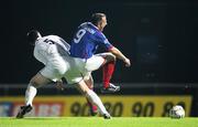 23 October 2007; Glenn Ferguson, Linfield, is brought down in the box for a penalty by Peter McCann, Lisburn Distillery. CIS Insurance Cup Quarter Final, Linfield v Lisburn Distillery, Windsor Park, Belfast, Co. Antrim. Picture credit; Peter Morrison / SPORTSFILE