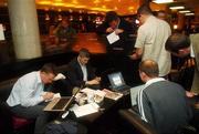 23 October 2007; A general view of journalists working at the Crowne Plaza hotel. The Crowne Plaza Hotel, Santry, Co. Dublin. Picture credit; David Maher / SPORTSFILE