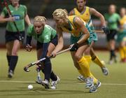 24 October 2007; Hollie Moffett, Ireland, in action against Casey Eastham, Australia. Women's Hockey friendly, Ireland v Australia. National Hockey Stadium, Belfield. Picture credit; Matt Browne / SPORTSFILE *** Local Caption ***