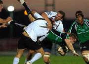 26 October 2007; Mel Deane, Connacht, is tackled by Ross Rennie, 7, and Ben Gissing, Edinburgh. Magners League, Connacht v Edinburgh, Sportsground, Galway. Picture credit: Matt Browne / SPORTSFILE