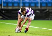 29 January 2015; Colm Mulcahy, Clongowes Wood College, touches down for a try. Bank of Ireland Leinster Schools Senior Cup, 1st Round, Clongowes Wood College v Castleknock College. Donnybrook Stadium, Donnybrook, Dublin. Picture credit: Pat Murphy / SPORTSFILE