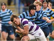 29 January 2015; Colm Mulcahy, Clongowes Wood College, is tackled by Conor Stinson, Castleknock College. Bank of Ireland Leinster Schools Senior Cup, 1st Round, Clongowes Wood College v Castleknock College. Donnybrook Stadium, Donnybrook, Dublin. Picture credit: Pat Murphy / SPORTSFILE