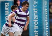 29 January 2015; Colm Mulcahy, Clongowes Wood College, after scoring a try. Bank of Ireland Leinster Schools Senior Cup, 1st Round, Clongowes Wood College v Castleknock College. Donnybrook Stadium, Donnybrook, Dublin. Picture credit: Pat Murphy / SPORTSFILE