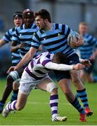 29 January 2015; Cathal Birmingham, Castleknock College, is tackled by Jonathan Glynn, Clongowes Wood College. Bank of Ireland Leinster Schools Senior Cup, 1st Round, Clongowes Wood College v Castleknock College. Donnybrook Stadium, Donnybrook, Dublin. Picture credit: Pat Murphy / SPORTSFILE