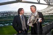 30 January 2015; John Delaney, right, Chief Executive of the Football Association of Ireland, and Paul Henderson, Managing Director, Associated Newspapers (Ireland), announcing the Irish Daily Mail’s sponsorship of the FAI Irish Daily Mail Cup at the Aviva Stadium, Dublin. Picture credit: David Maher / SPORTSFILE