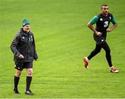30 January 2015; Ireland head coach Joe Schmidt and Simon Zebo during squad training at the Aviva Stadium, Lansdowne Road, Dublin. Picture credit: Stephen McCarthy / SPORTSFILE