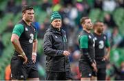 30 January 2015; Ireland head coach Joe Schmidt with players, from left, Robbie Henshaw, Darren Cave and Simon Zebo during squad training at the Aviva Stadium, Lansdowne Road, Dublin. Picture credit: Stephen McCarthy / SPORTSFILE