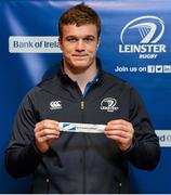 30 January 2015; Josh Van Der Flier, Leinster Academy player, draws out the name of St Andrews College during the Bank of Ireland Schools Senior Cup second round draw. Old Wesley Rugby Club, Dublin. Picture credit: Piaras O Midheach / SPORTSFILE