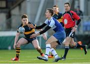 30 January 2015; Ross Nicoll, St Andrew's College, in action against Ronan Sharkey, The Kings Hospital. The Kings Hospital v St Andrew's College, Bank of Ireland Leinster Schools Senior Cup, 1st Round. Donnybrook Stadium, Donnybrook, Dublin. Picture credit: Piaras Ó Mídheach / SPORTSFILE