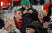 30 January 2015; England rugby head coach Stuart Lancaster takes his seat in the stand ahead of the game, International Friendly. Irish Independent Park, Cork.  Picture credit: Matt Browne / SPORTSFILE