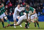 30 January 2015; Iain Henderson, Ireland Wolfhounds, is tackled by Henry Thomas, England Saxons. Ireland Wolfhounds v England Saxons, International Friendly. Irish Independent Park, Cork.  Picture credit: Matt Browne / SPORTSFILE