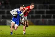 31 January 2015: Ryan Wylie, Monaghan, in action against Padraig McNulty, Tyrone. Allianz Football League Division 1, Round 1, Tyrone v Monaghan. Healy Park, Omagh, Co. Tyrone Photo by Sportsfile