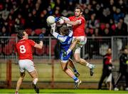 31 January 2015: Darren Hughes, Monaghan, in action against Ronan McNamee, Tyrone. Allianz Football League Division 1, Round 1, Tyrone v Monaghan. Healy Park, Omagh, Co. Tyrone Photo by Sportsfile