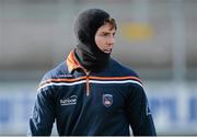 1 February 2015; Armagh's Kevin Dyas wearing a snood during the pre match warm up. Allianz Football League, Division 3, Round 1, Armagh v Tipperary. Athletic Grounds, Armagh. Picture credit: Oliver McVeigh / SPORTSFILE