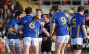 1 February 2015; Paddy Codd, Barry Grogan, Peter Acheson and Stephen O'Brien, Tipperary, remonstrate with referee David Coldrick after he awarded a penalty to Armagh. Allianz Football League, Division 3, Round 1, Armagh v Tipperary. Athletic Grounds, Armagh. Picture credit: Oliver McVeigh / SPORTSFILE