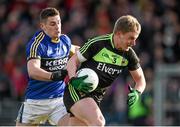1 February 2015; Kevin Keane, Mayo, in action against Paul Geaney, Kerry. Allianz Football League, Division 1, Round 1, Kerry v Mayo. Fitzgerald Stadium, Killarney, Co. Kerry.  Picture credit: Brendan Moran / SPORTSFILE
